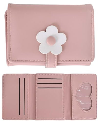 Cleminsta Portafoglio Donna Piccolo in Pelle, Portamonete con Scomparti per Carte Multipli, Mini Portatile Tasca Moneta (Rosa)