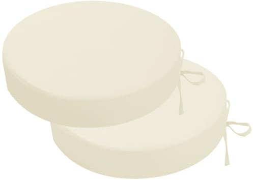PRIMEPATIO Stuhlkissen Rund für den Außenbereich 2er-Set, wasserdichte Sitzkissen für den Außenbereich, farbechte Terrassenstuhlkissen mit Bändern, Terrassenmöbel, 40x40cm, Beige
