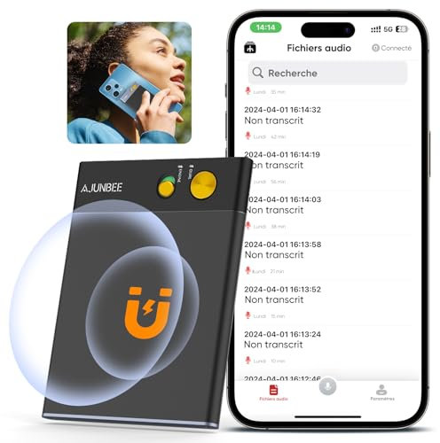 Dittafono Registratore Vocale, Note Registratore AI con Trascrizione e Riepilogo di GPT-4o, Controllo APP, Supporta 68 Lingue, 64 GB Registratore Digitale Audio per Corsi, Riunioni, Chiamate