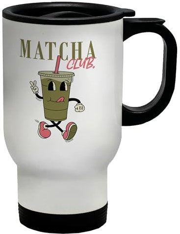 Shopagift Matcha Club Travel Mug Green Tea Leaves Japanese Stainless Steel 14oz Cup
