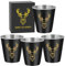 Edelstahl Schnapsgläser mit Golden Hirschkopf, 4 Stück, 70ml, mit Geschenkbox, Stapelbar Trinkbecher, Partybecher, Vatertagsgeschenk, Geschenke für Jäger, Hochzeit, Geburtstage, Picknick, Camping