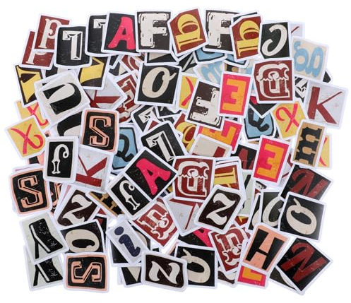 Giantree 156 Stück Vintage Buchstaben Aufkleber, Vintage Sticker Vinyl-Buchstaben-Aufkleber Mehrfarbig Selbstklebend Wasserdicht Aufkleber für DIY Scrapbook Stickers Briefkästen Reisetasche Laptop