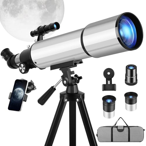 Oximytus Teleskop Astronomie 90/600mm Refraktor mit Alu-Stativ 2 Okularen