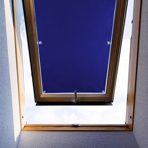 Ygann Dachfenster Rollo Thermo Sonnenschutz Verdunkelungsrollo für Dachfenster UV Schutz mit Saugnäpfe ohne Bohren ohne kleben (Dark Blau,37x78cm)
