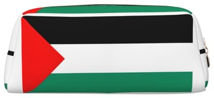 YQxwJL Palestine Flag Large Capacity Pencil Case with Zipper Durable Leather Pencil Case for Office Travel, gold, One Size, Bag