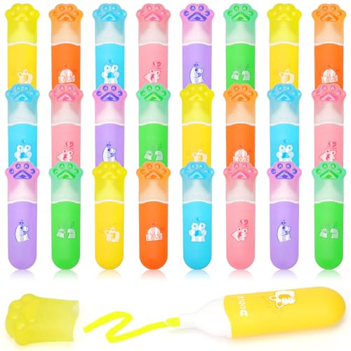 SKAMORI Mitgebsel Kindergeburtstag 5 6 7 8 9 10 Jahre & Pinata Füllung Kinder, 24 Stück Katzenpfoten Textmarker in 6 Farben, Perfekt als Give Aways Kindergeburtstag, Schule & Basteln