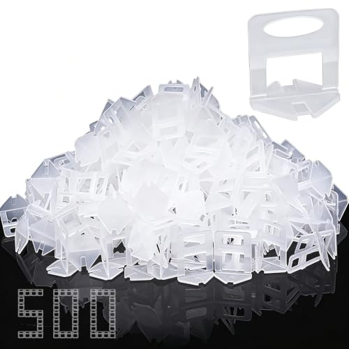 Storystore Tile Leveling System, 1mm Leveling Spacer Clips (500Pcs) DIY Tiles Leveler Spacers for Ceramic Tile and Stone Installation, Floor Tile Spacers Wall Tile Leveling System