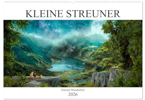 Kleine Streuner (Wandkalender 2026 DIN A2 quer), CALVENDO Monatskalender: Süße Katzen in überwältigenden Landschaften (CALVENDO Tiere)