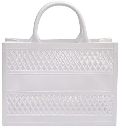 Mode Clutch Handtasche Große Kapazität PVC Gummi Silikon Multifunktionale Tasche für Einkauf Strand Freizeit (White, One Size)