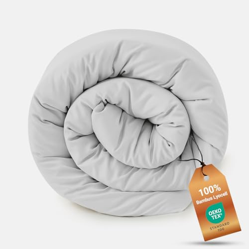 LISAURA Bambus Lyocell Bettbezug 260 x 240 cm Weiß - Weiche Allergiker Bettwäsche - Kühlender Deckenbezug aus Bambus - Nachhaltige und atmungsaktive Luxus-Bettwäsche