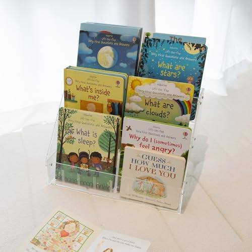 Lavenix Small Kids Bookshelf, Portable Clear Book Shelf, Desktop Book Display, Tabletop Book Organizer for Kids and Toddler in Nursery, Baby Room, Playroom