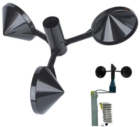 Anemómetro de velocidad del viento, anemómetro ABS de 3 tazas al aire libre, medidor de viento para monitoreo meteorológico, negro