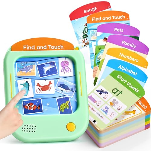 JoyCat Kids Learning Tablet, Phonics Talking Flash Cards with 156 Pages | Learn to Read, 40+ Themes, 600+ Words, 100+ Interactive Games, Screen-Free Toddler Learning Toys Gifts for 2-6 Year Old