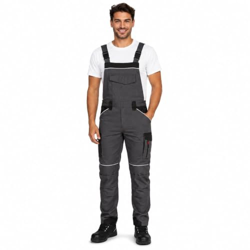 BWOLF Daytona - Salopette da lavoro da uomo, elasticizzato, 97% cotone, 3% elastan, con rinforzo Oxford 600D, riflettori, tasche multifunzione