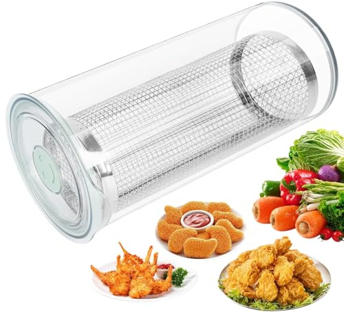 Ylnailky Breading Bowl - 360 Degree Clear Dispenser Roller | Batter Bowl with Lid - for Home Cooking Baking Camping Meal Preparation Frying