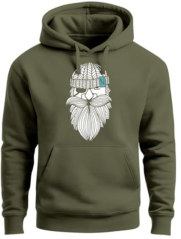 Neverless® Hoodie Herren Print Seemann Bart Seefahrer Nordisch Maritim Kapuzen-Pullover Männer Fashion Streetstyle