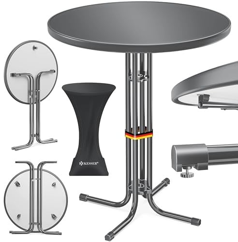 KESSER® Stehtisch klappbar Ø60cm rund, Gastro Bistrotisch Hochtisch Cocktail Stehtisch + Husse, Klapptisch Partytisch für Garten/Balkon/Events/Gastronomie, wetterfest, In- & Outdoor, Anthrazit