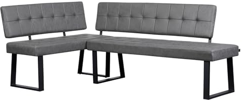B&D home Eckbank AKA – Esszimmerbank mit Lehne, beidseitig montierbar (Links/rechts), Kaltschaum-Polsterung, platzsparend, für Esszimmer, Küche & Flur, ca. 216 x 120 cm
