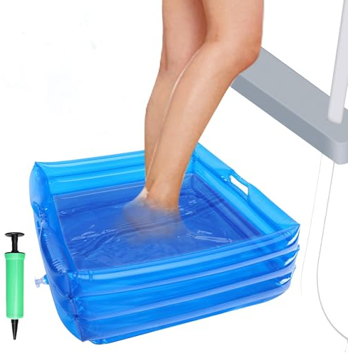 Pediluvio Gonfiabile per Piscina, Bacinella Gonfiabile per Pediluvio, Vaschetta Lavapiedi per Piscina con Pompa dell'aria, Accessori per Scale di Ingresso Piscina, Piagge (B)