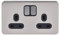 Schneider Electric - Lisse Screwless Deco, Switched Double Power Socket, 13A, Stainless Steel with Black Insert, GGBL3020BSSS