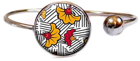 bracelet wax jaune et gris bijou femme cabochon Afrique ethnique