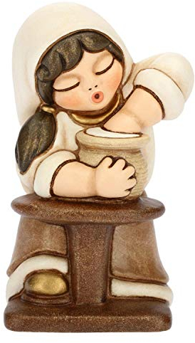 THUN® - Donna Vasaia con Tornio - Versione Bianca - Statuine Presepe Classico - Ceramica - I Classici