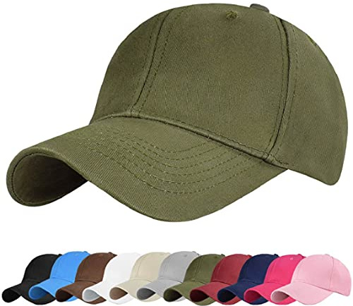 heekpek Baseball Cap Messy Bun Ponytail Half Mesh Adjustable Cap Hat Unisex Polo Style Classic Sports Casual Plain Summer Sun Hat Peaked Cap (Army Green)