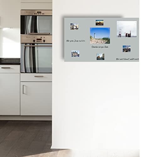 KaRoFoilFIX® TESTSIEGER l Magnethaftende Tafelfolie 40x40cm | Testnote 1,4 | Wand-Tafel beschreibbar zuschneidbar I Rückseite selbstklebend | grau - inkl. 10 Magnete - Kreidestift