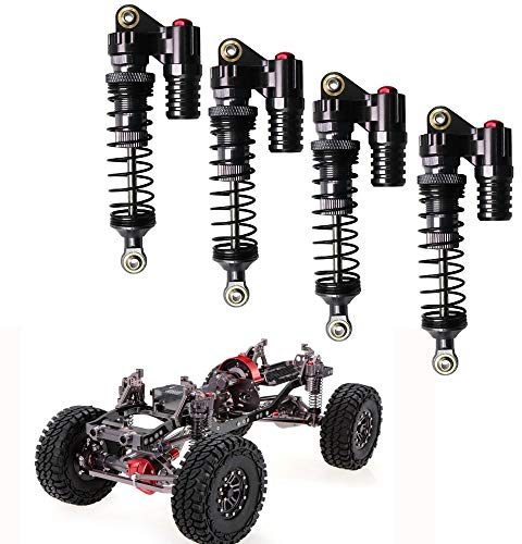 Hensych 4 Stück RC Stoßdämpfer Aluminiumlegierung Hohe Festigkeit Federn Stoßdämpfer Set Dämpfer, Doppelfass Unterdruck-Stoßdämpfer für 1/10 RC Car Truck Axial / SCX10 / D90 / TRX-4 RC Crawler Car