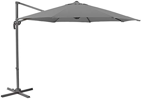 SVITA Sonnenschirm Ampelschirm Garten Terrasse Outdoor 360° Schirm Aluminium drehbar kippbar Gartenschirm Gartenmöbel Grau