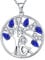 YL Tree of Life Necklace 925 Sterling Silver cut September Birthstone Spinel Blue Family Tree Girl Pendant Necklace for Women,45+3CM