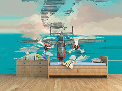 Oedim Kindertapete Flugzeugwand | Wandtapete | Tapete | 600 x 300 cm | Dekoration für Esszimmer, Wohnzimmer, Zimmer