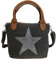 STERN Strass Glitzer Small Star Damen kleine Tasche Canvas Stoff Fashion Henkeltasche Schultertasche Stofftasche Mini Mädchen (Schwarz)