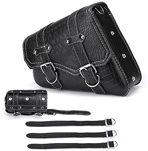 mdtep Left/Right Motorcycle Side Saddlebag Luggage PU Leather Waterproof With Saddle Bag F-uel Oil Bottle Holder Pouch Universal (Type : Left)