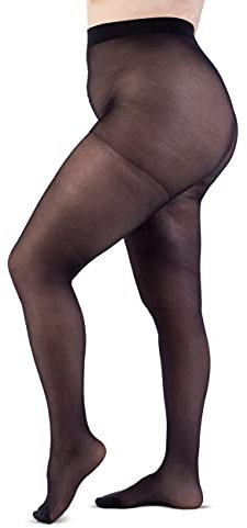 LEELA LAB Collant Curvy Taille Haute Voile 30 Deniers - Made in Italy (Black, 7)