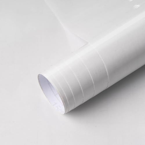 Arthome Klebefolie Möbel Glanz Weiß 40cmx6m Selbstklebende Tapete, Glitzer Abziehen und Aufkleben Wasserdichtes möbelfolie papier, Klebefolien für Möbel Arbeitsplatte Küche Dekorfolie
