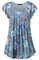 Vafoly Damen Blusen mit Rüschen Kurzarm Falten Tunika Damen Casual Chiffon Oberteile Rundkragen Mesh Blusen Elegante Oberteile Elegant Damen Grau Blau L