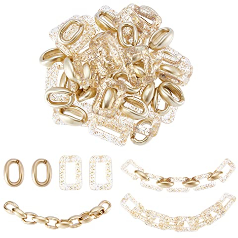 SUPERFINDINGS 100Pcs 2 Styles Spray Painted Acrylic Linking Rings Transparent Quick Link Connectors Plastic Linking Chain for Earring Necklace Jewelry Eyeglass Chain DIY Craft Making