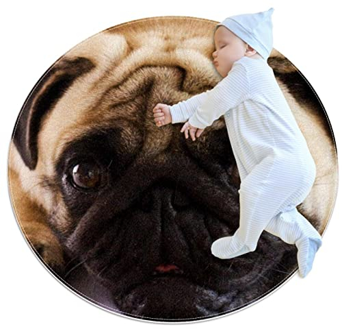 Kleiner Bereich Teppiche Badezimmer Teppiche Mops Rutschfeste Überwurf Teppich Bodenteppich Türmatte für Sofa Schlafzimmer Kinderzimmer Dekoration (rund – 0,7 m Durchmesser)