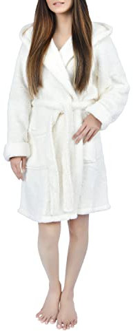 Sleepdown Women's Teddy Fleece Robe, Cream, 16-18