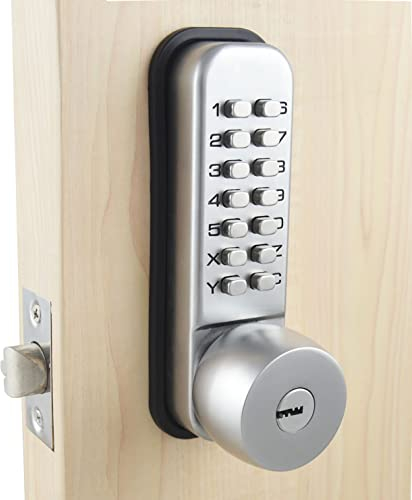 ShouSiFang Serrure de porte à code numérique argenté avec clavier ou clé mécanique, deux façons de déverrouiller