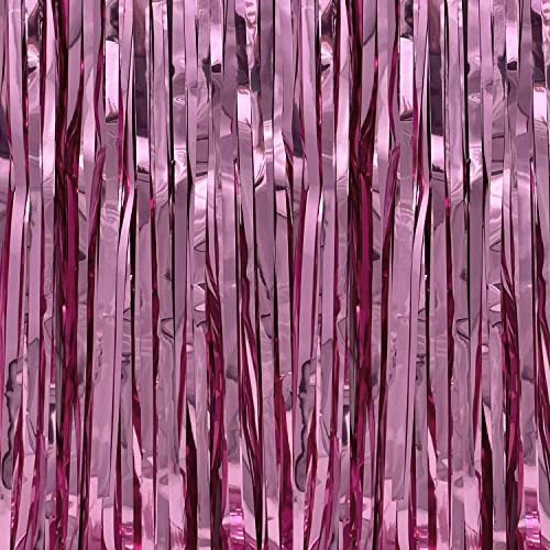 Oblique Unique® Lametta Vorhang 92x245 cm Rosa Deko für Weihnachten Weihnachtsbaum Silvester Geburtstag Party Fasching Karneval Dekoration
