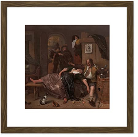 Artery8 Steen Das betrunkene Paar Bier Wein Gerahmter Kunstdruck 20x20 cm