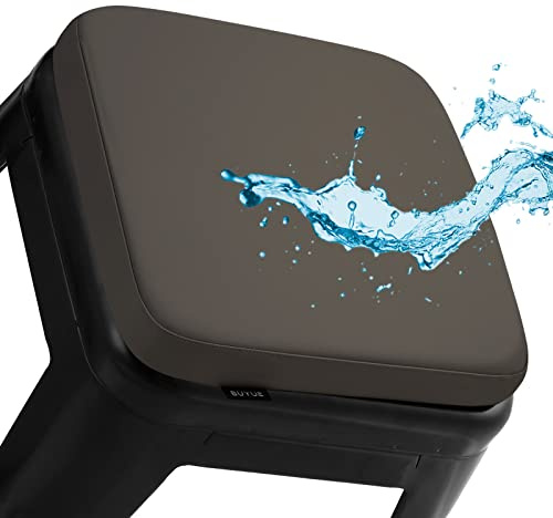 BUYUE Enhanced Anti-Rutsch Magnetic Barhocker Kissen 1 Stück, Luxus PU-Leder wasserdicht kleine Sitzkissen für Café Bistro stapelbar Metallhocker (Quadrat, Braun, 1)