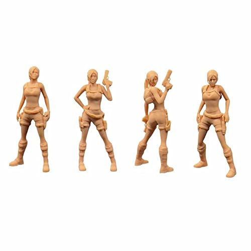 ZEDACAKAI (4 Pcs 1/72 Figur Beauty Gun Battle Anime Garage Kit Modell Miniatur-Szene GK müssen selbst gefärbt werden