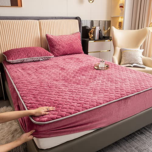 JIALIANG Flauschige spannbettlaken 150x200+30cm plüsch bettlakenGesteppte Matratzenauflage- Weich Mikrofaser Matratzen Topper - Matratzenschoner Unterbett auch für Boxspring-Betten