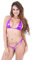 EUDUQ Ensemble bikini pour femme - Haut de bikini triangle - Taille string - Monokini à trois points - En cuir synthétique - Sexy - Push Up - Dos nu - Maillot de bain érotique deux pièces, lilas,