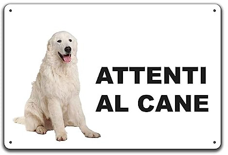 Phonecasing Cartello Segnale Attenti al Cane in Alluminio 3 mm Composito (20 cm x 15 cm, Pastore Maremmano)