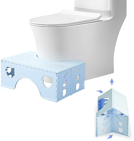 IGTOPS Toilettenhocker Klappbar, Toilettenhocker Erwachsene, Hergestellt aus Recyceltem Kunststoff, Tritthocker Toilettenhocker Klappbar Squatty Kackhocker (Blue)