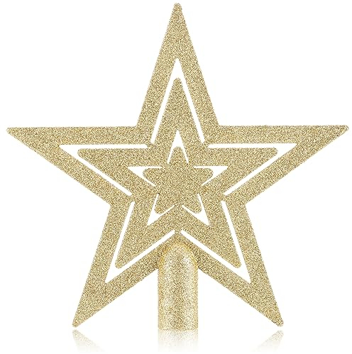 COM-FOUR® Stella glitterata per albero di Natale - Stella per albero di Natale - Puntale per albero di Natale per ogni albero di Natale - Stella di Natale infrangibile